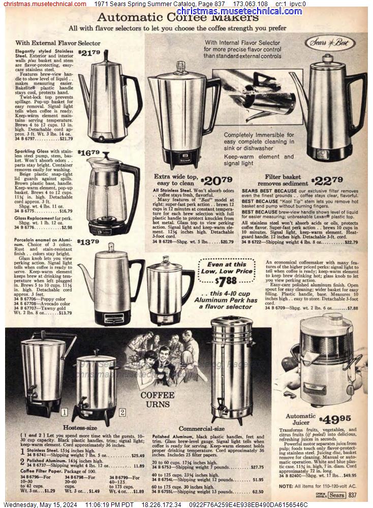 1971 Sears Spring Summer Catalog, Page 837