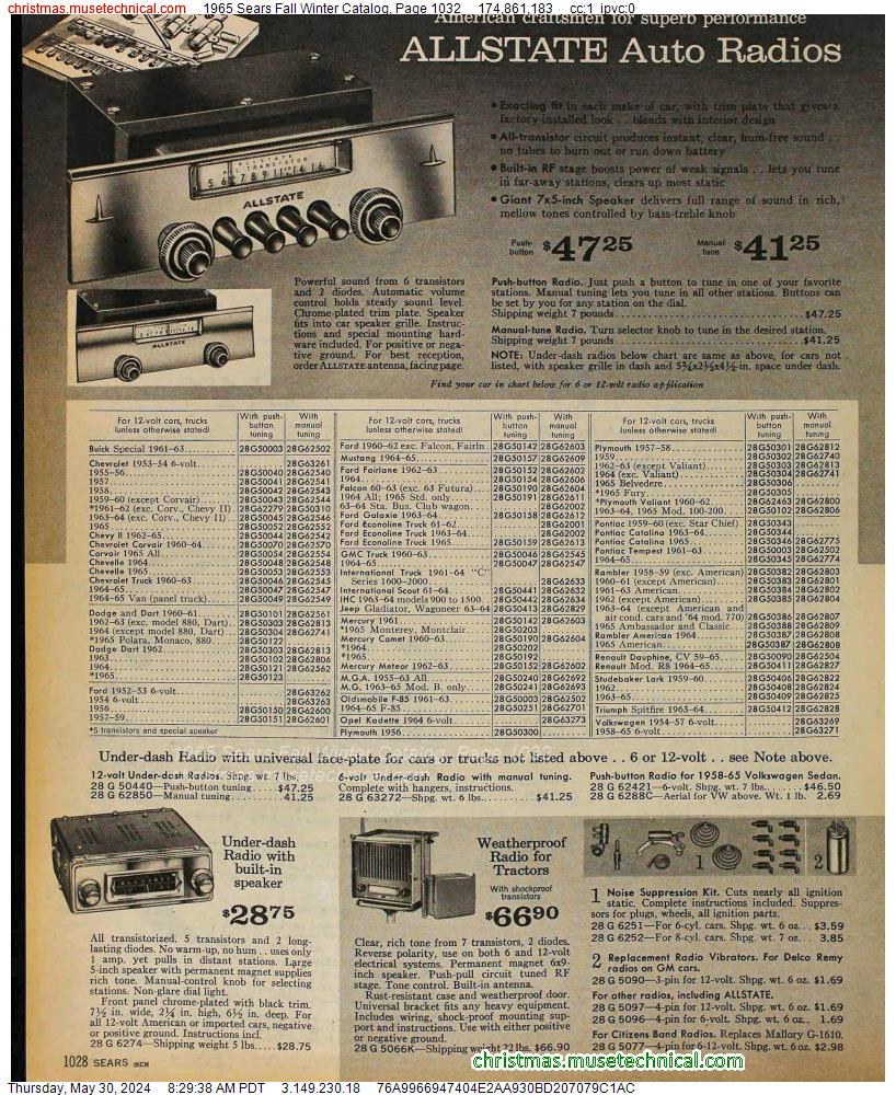 1965 Sears Fall Winter Catalog, Page 1032