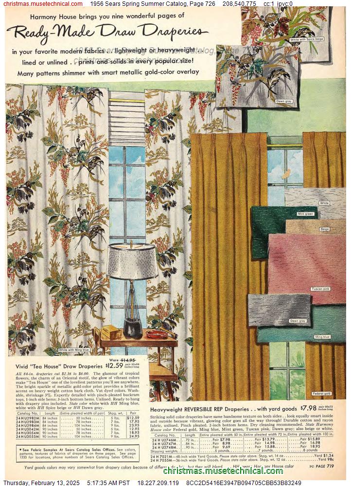 1956 Sears Spring Summer Catalog, Page 726