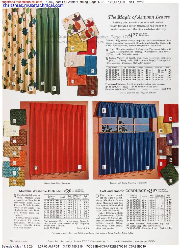 1964 Sears Fall Winter Catalog, Page 1708