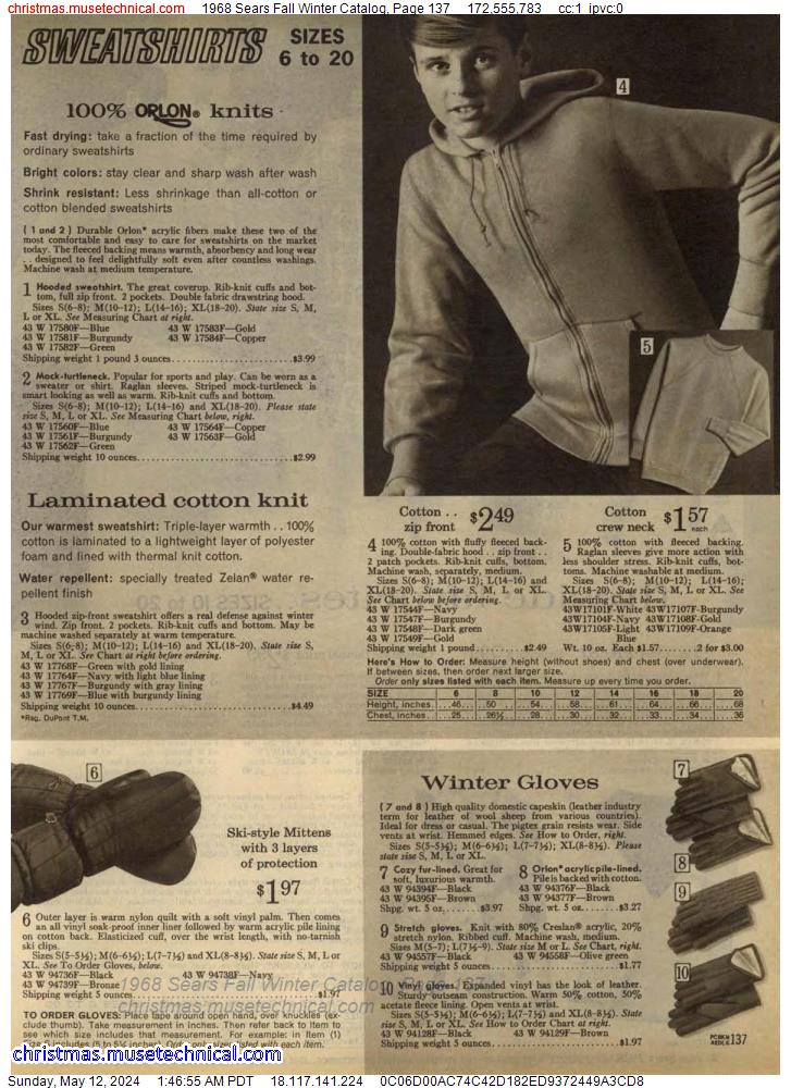 1968 Sears Fall Winter Catalog, Page 137