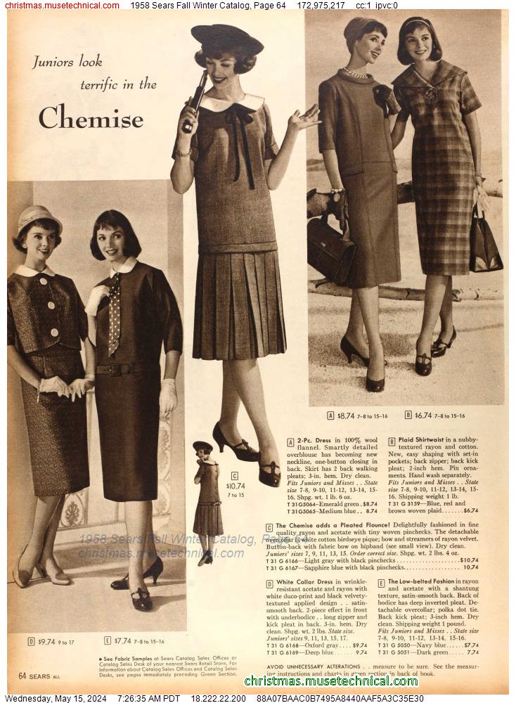 1958 Sears Fall Winter Catalog, Page 64
