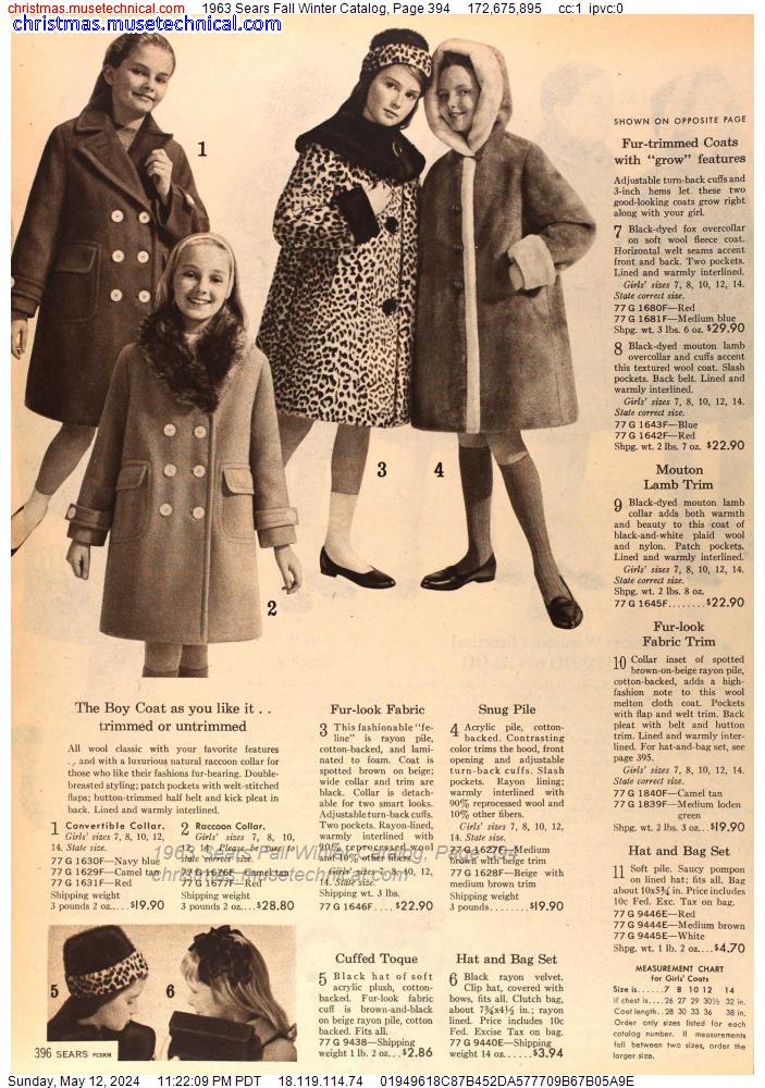 1963 Sears Fall Winter Catalog, Page 394