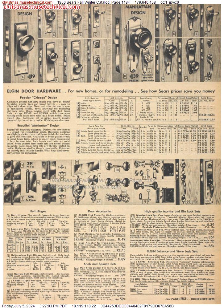 1950 Sears Fall Winter Catalog, Page 1184