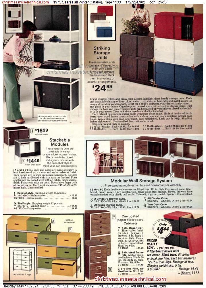 1975 Sears Fall Winter Catalog, Page 1133