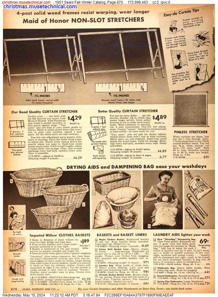 1951 Sears Fall Winter Catalog, Page 870