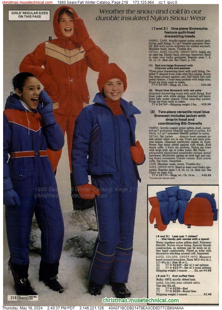 1980 Sears Fall Winter Catalog, Page 218