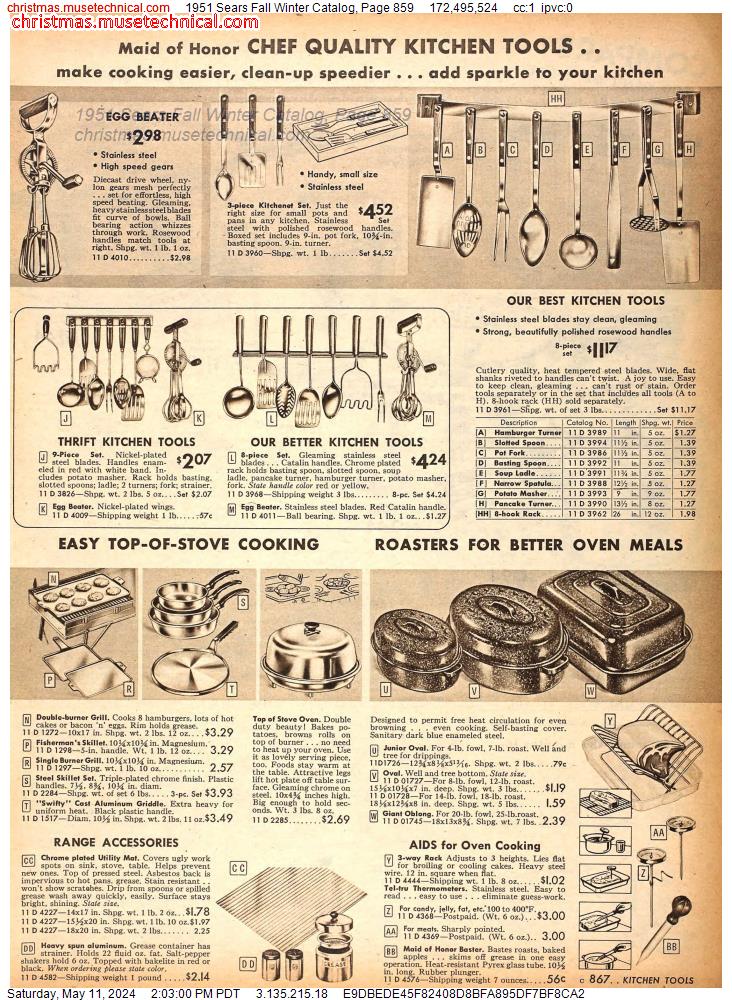 1951 Sears Fall Winter Catalog, Page 859