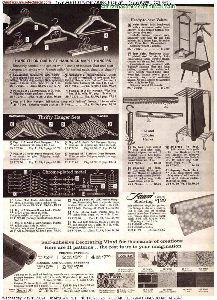 1969 Sears Fall Winter Catalog, Page 891