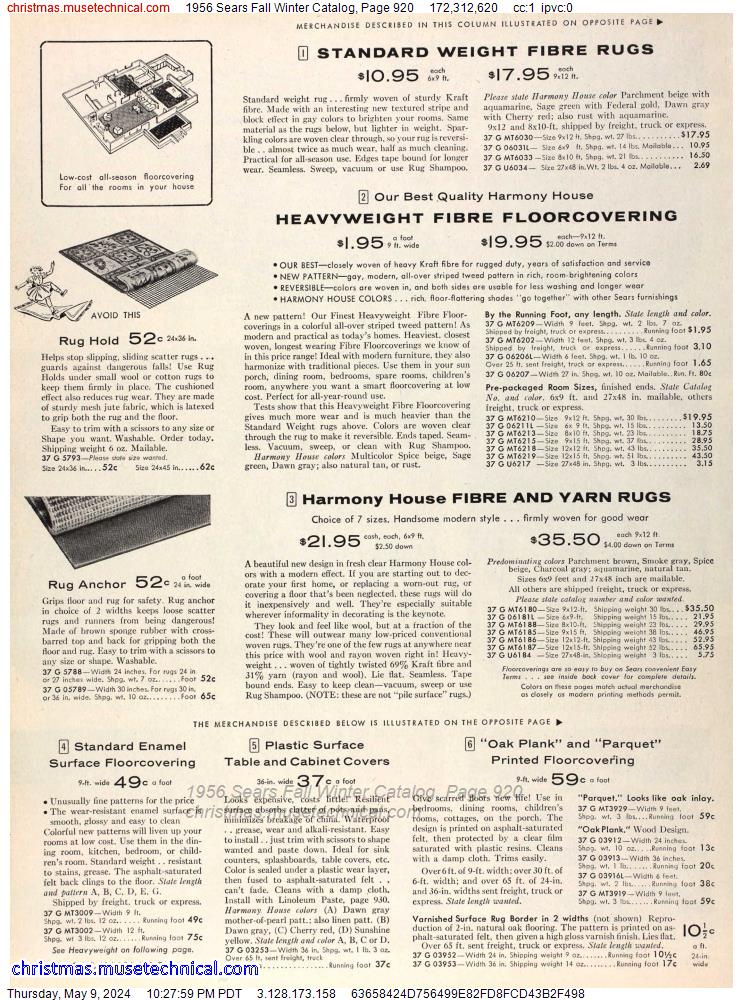 1956 Sears Fall Winter Catalog, Page 920