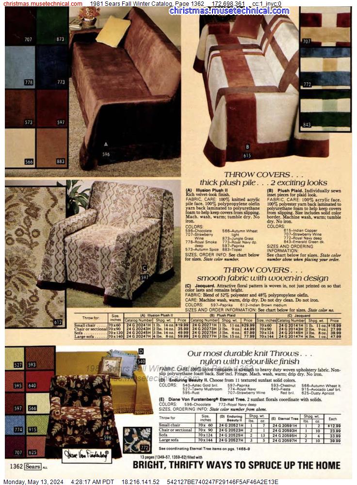 1981 Sears Fall Winter Catalog, Page 1362