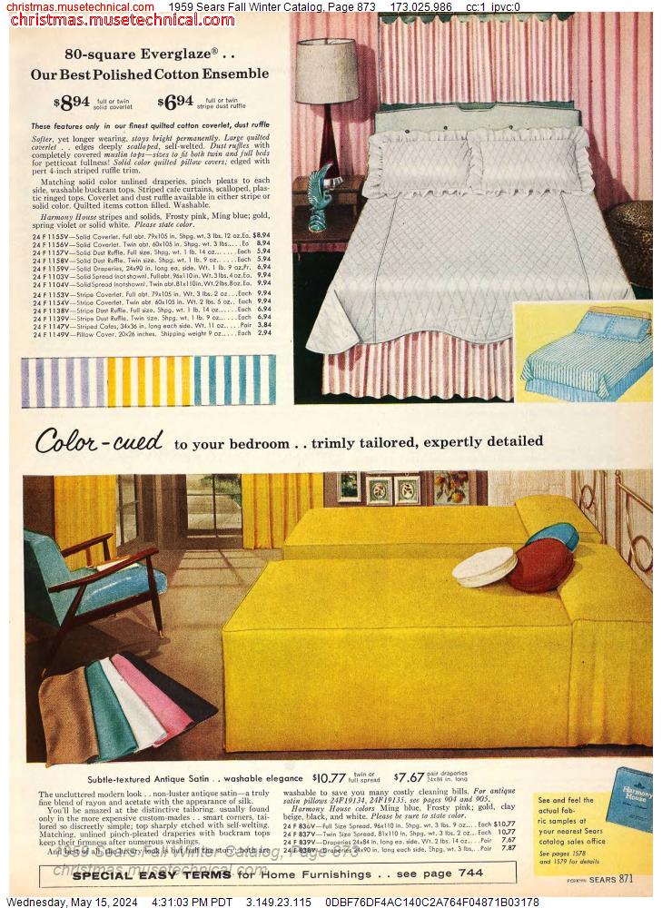1959 Sears Fall Winter Catalog, Page 873