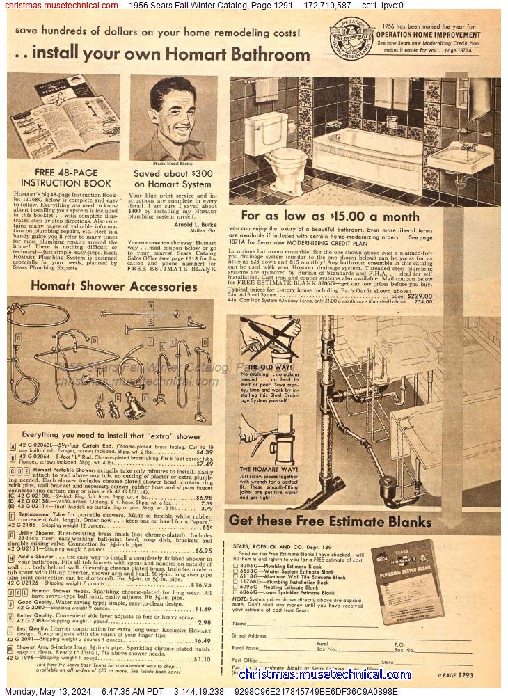1956 Sears Fall Winter Catalog, Page 1291