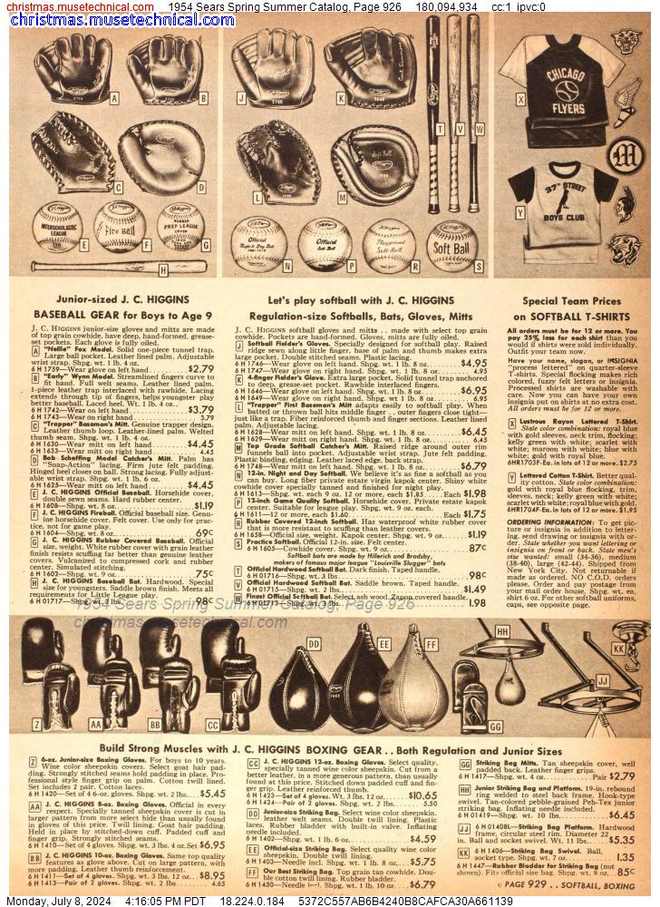 1954 Sears Spring Summer Catalog, Page 926