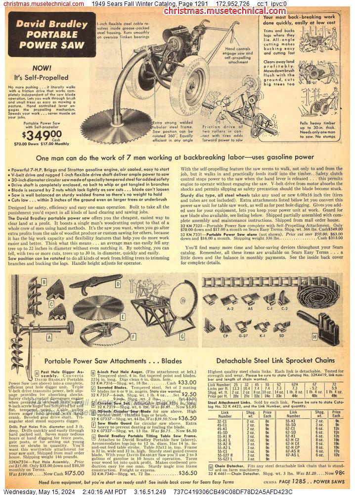 1949 Sears Fall Winter Catalog, Page 1291