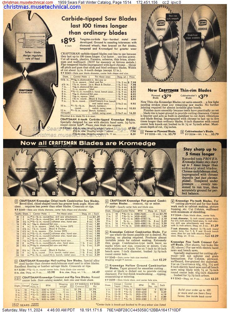 1959 Sears Fall Winter Catalog, Page 1514