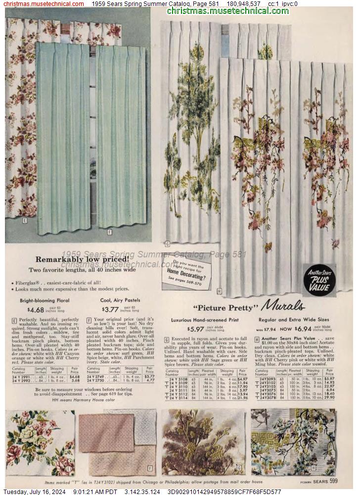 1959 Sears Spring Summer Catalog, Page 581