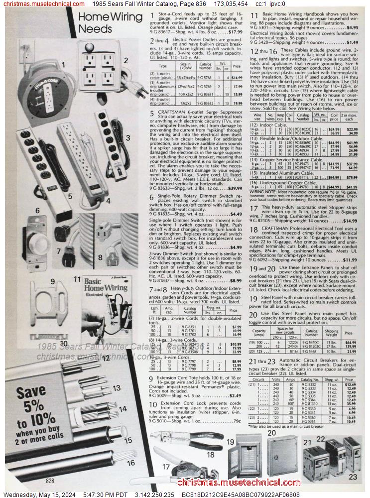 1985 Sears Fall Winter Catalog, Page 836