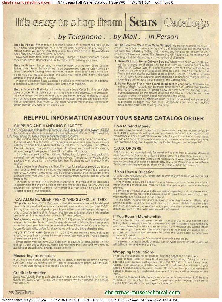 1977 Sears Fall Winter Catalog, Page 700