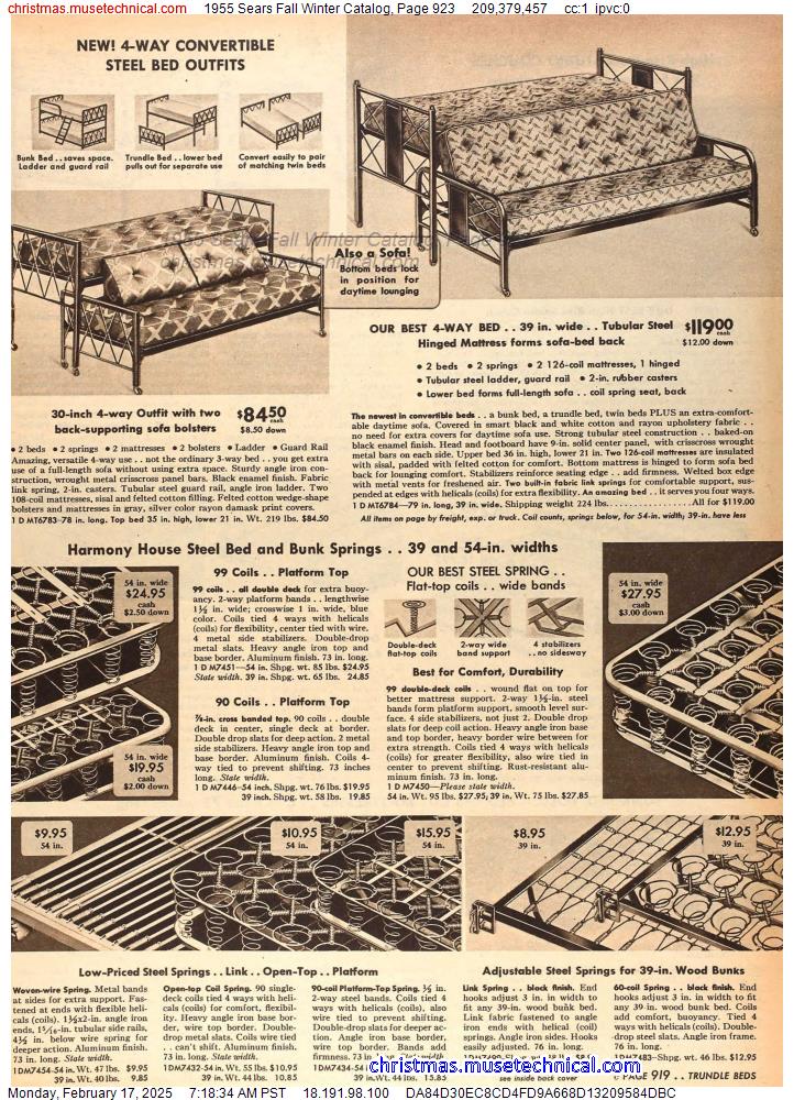 1955 Sears Fall Winter Catalog, Page 923