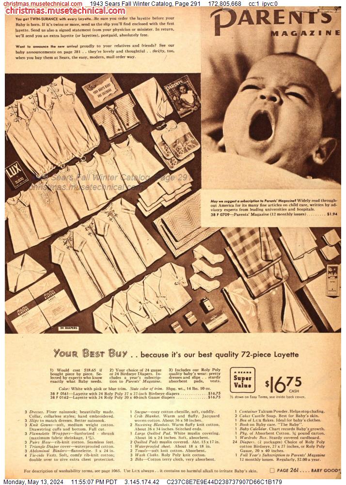 1943 Sears Fall Winter Catalog, Page 291
