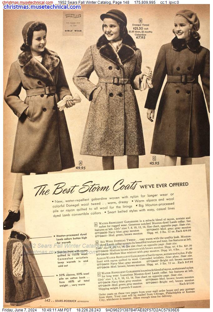 1952 Sears Fall Winter Catalog, Page 148