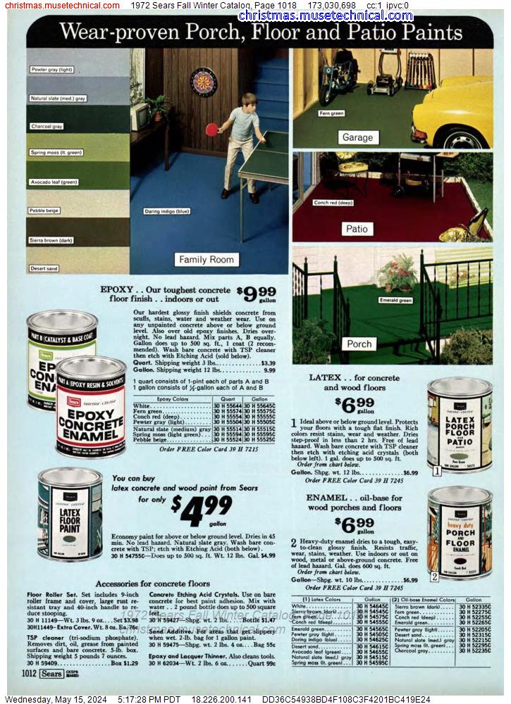 1972 Sears Fall Winter Catalog, Page 1018