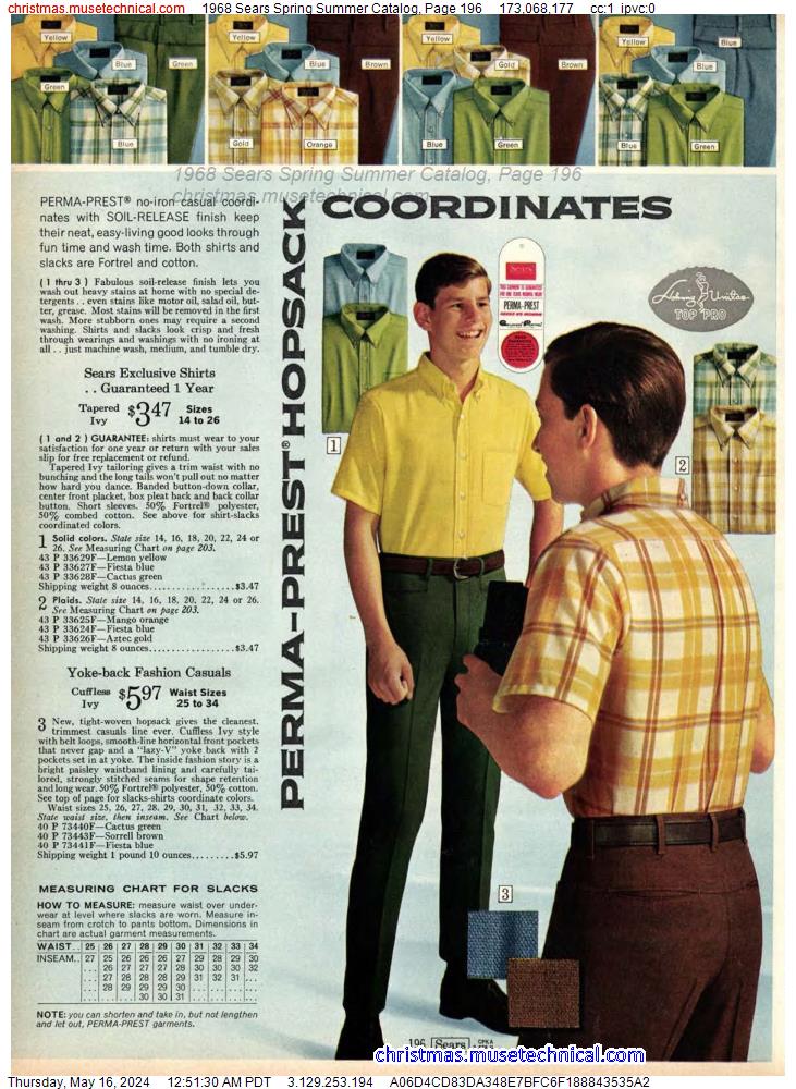 1968 Sears Spring Summer Catalog, Page 196