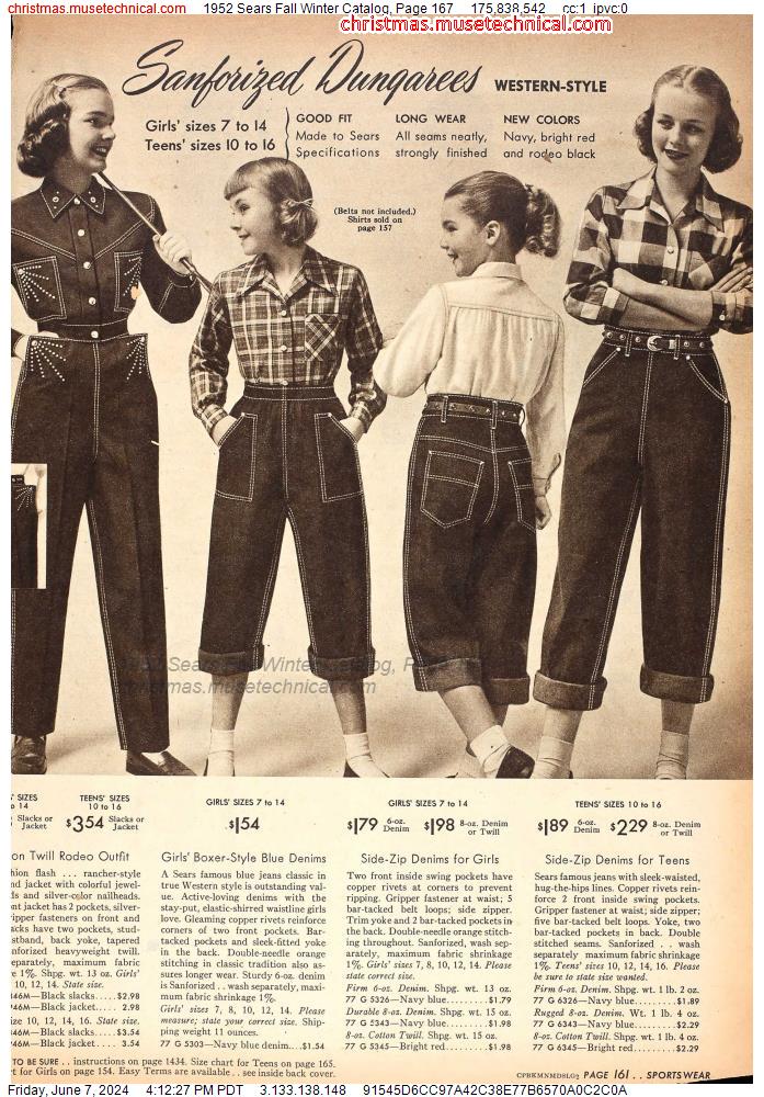 1952 Sears Fall Winter Catalog, Page 167