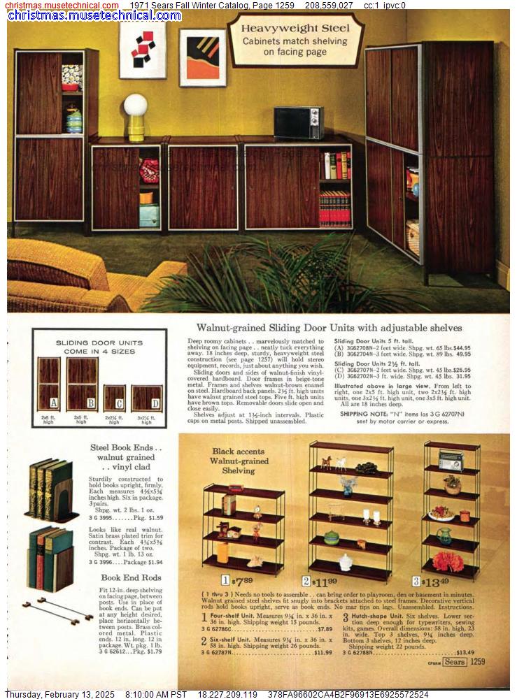 1971 Sears Fall Winter Catalog, Page 1259