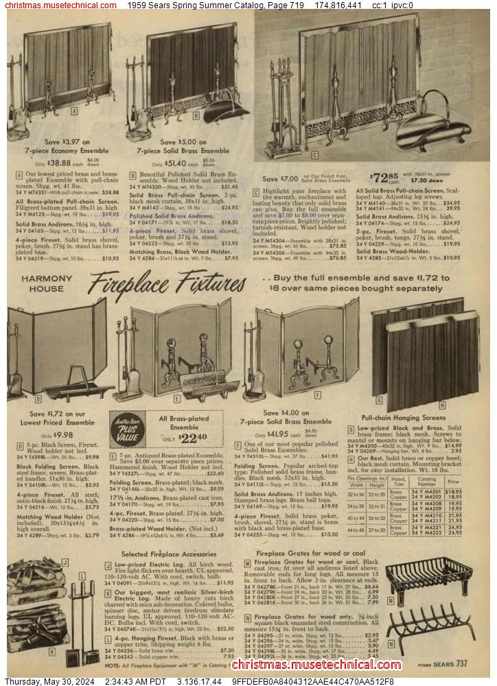 1959 Sears Spring Summer Catalog, Page 719