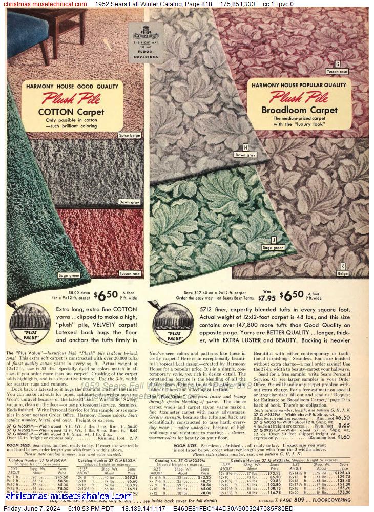 1952 Sears Fall Winter Catalog, Page 818