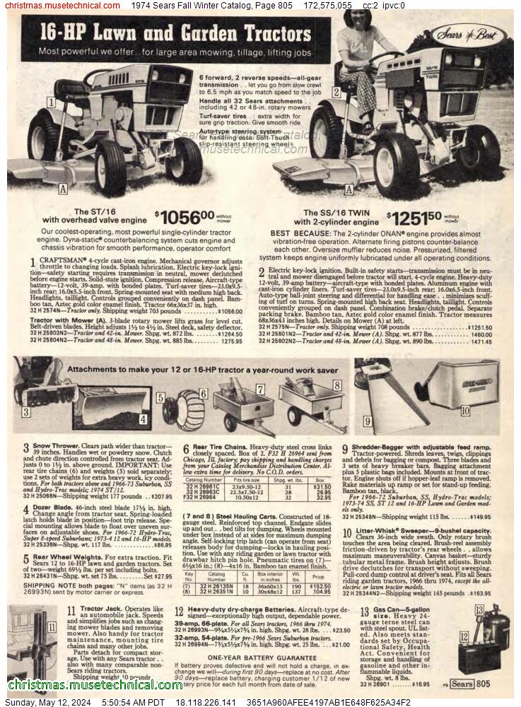 1974 Sears Fall Winter Catalog, Page 805