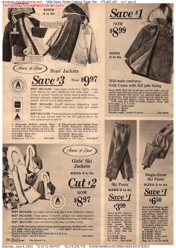 1969 Sears Winter Catalog, Page 194