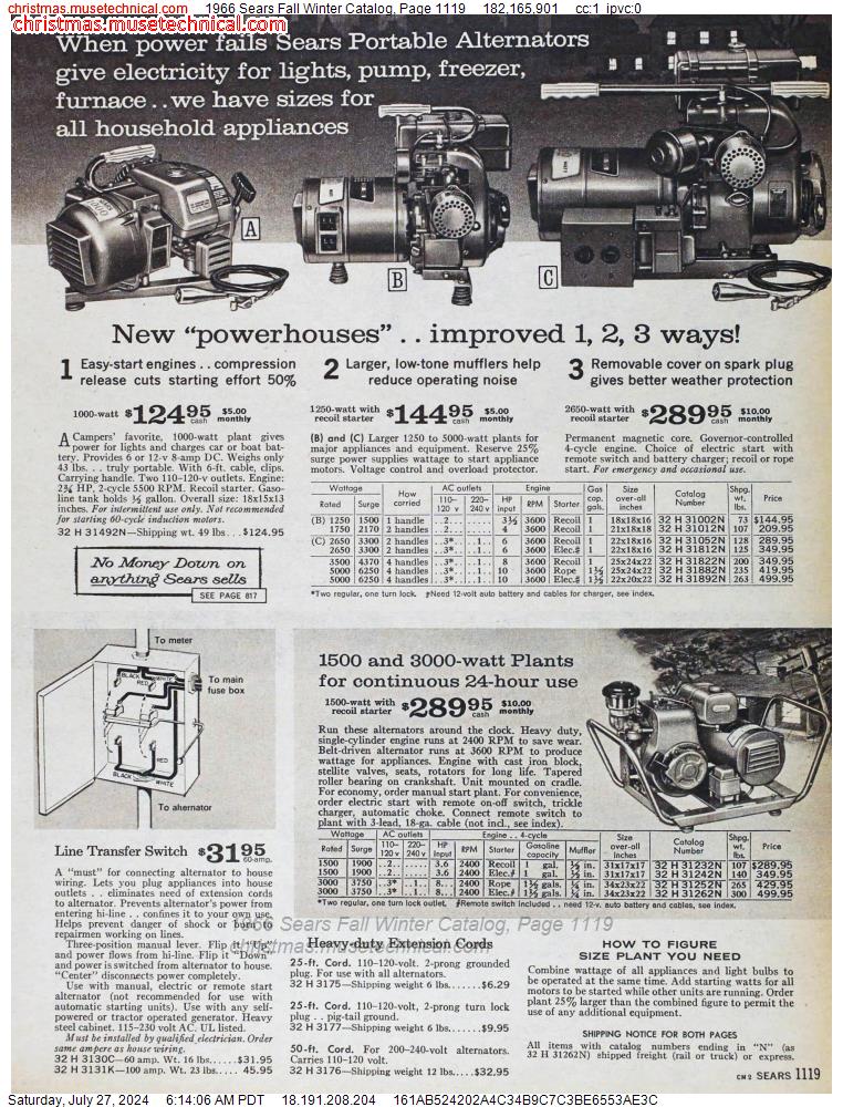 1966 Sears Fall Winter Catalog, Page 1119