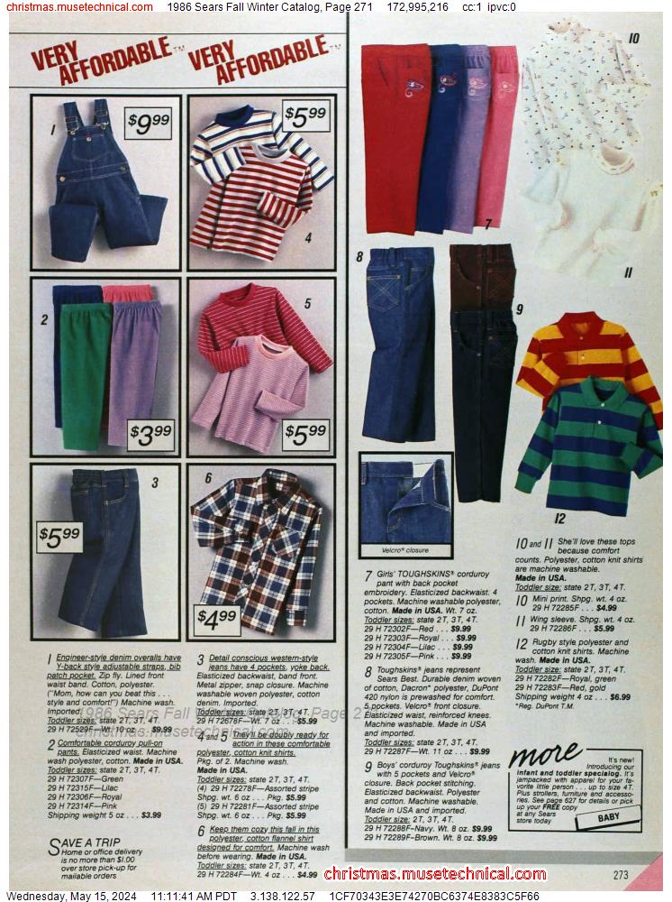 1986 Sears Fall Winter Catalog, Page 271