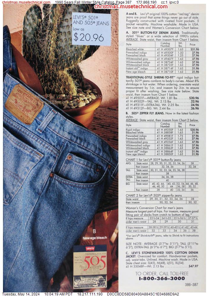 1990 Sears Fall Winter Style Catalog, Page 387
