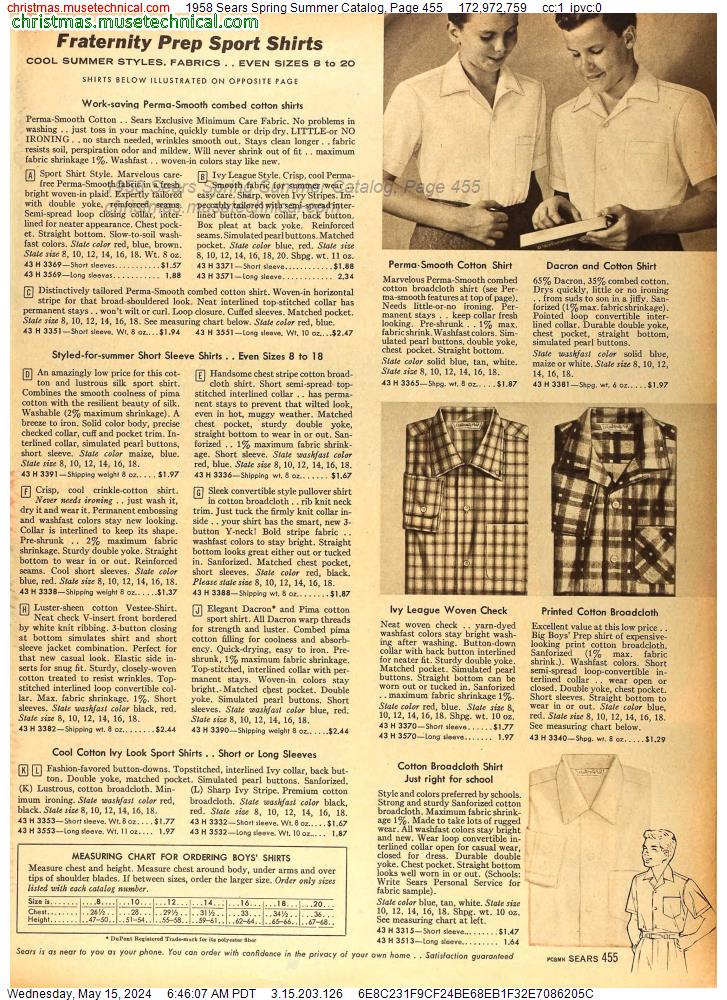 1958 Sears Spring Summer Catalog, Page 455