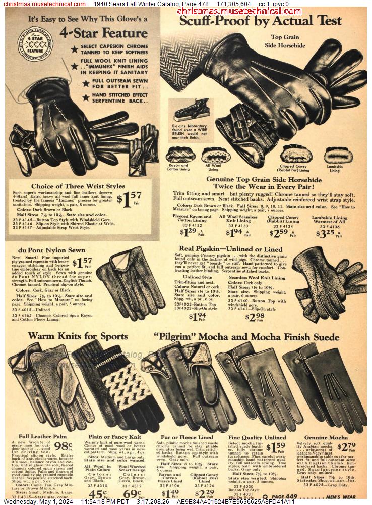 1940 Sears Fall Winter Catalog, Page 478
