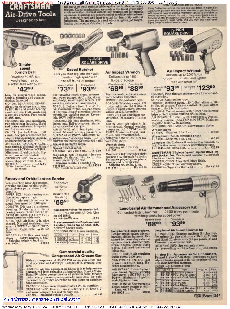 1978 Sears Fall Winter Catalog, Page 847