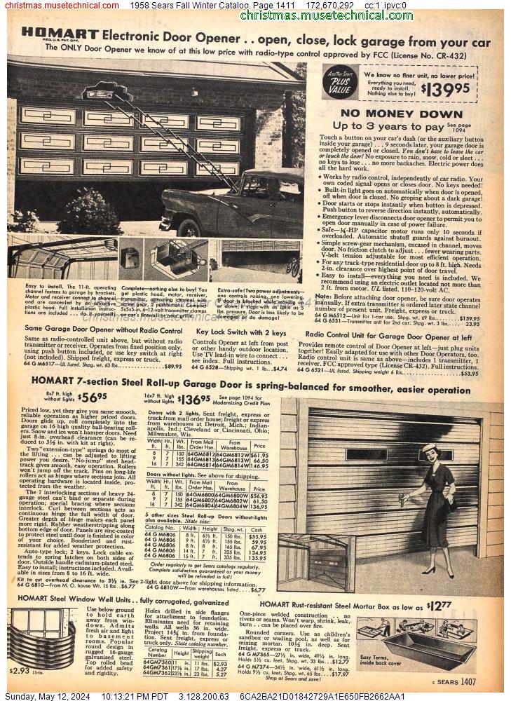 1958 Sears Fall Winter Catalog, Page 1411