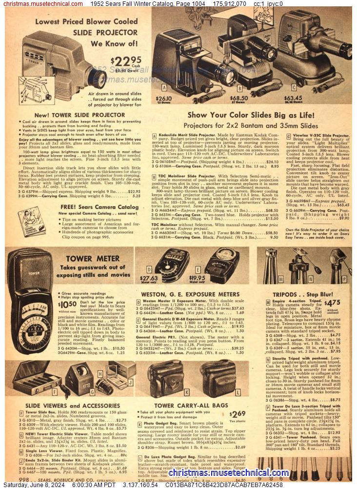 1952 Sears Fall Winter Catalog, Page 1004