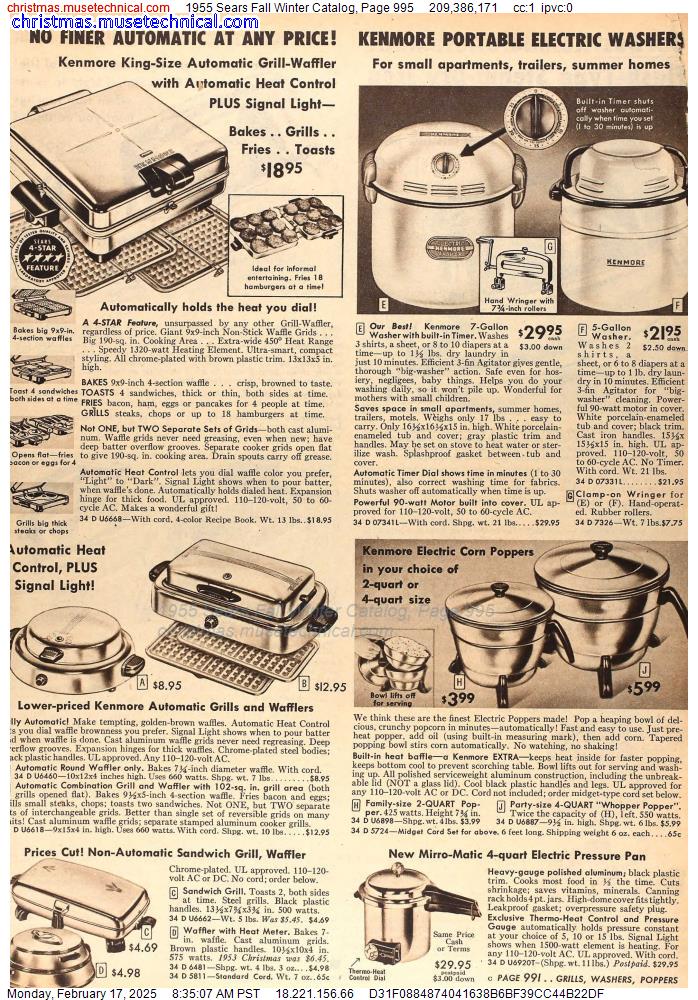 1955 Sears Fall Winter Catalog, Page 995