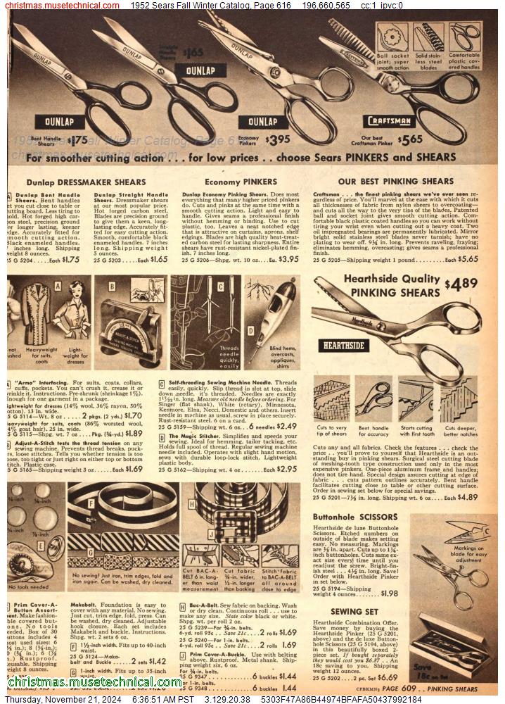 1952 Sears Fall Winter Catalog, Page 616