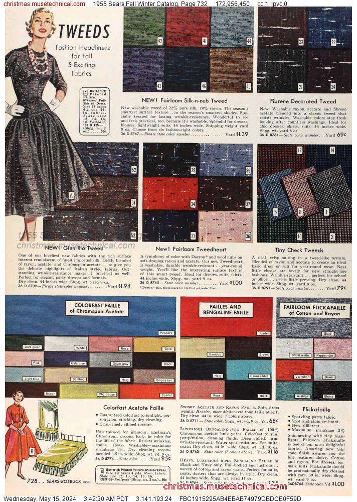 1955 Sears Fall Winter Catalog, Page 732