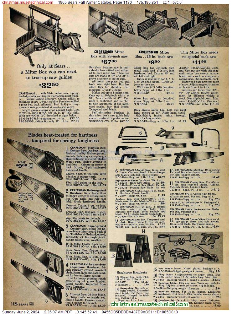 1965 Sears Fall Winter Catalog, Page 1130