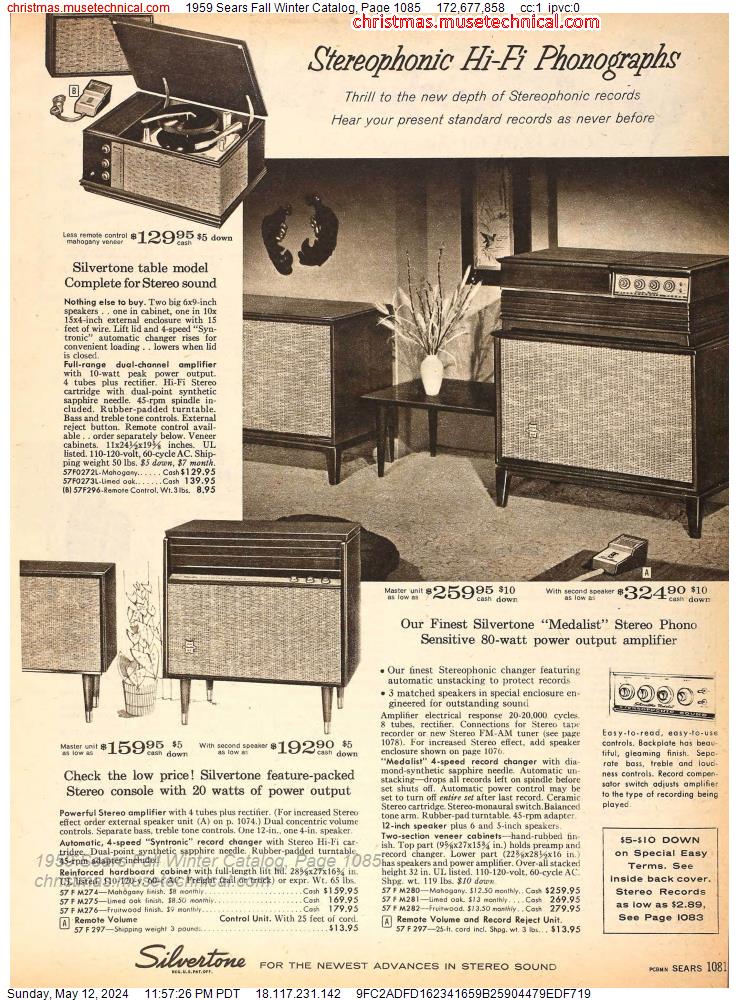 1959 Sears Fall Winter Catalog, Page 1085