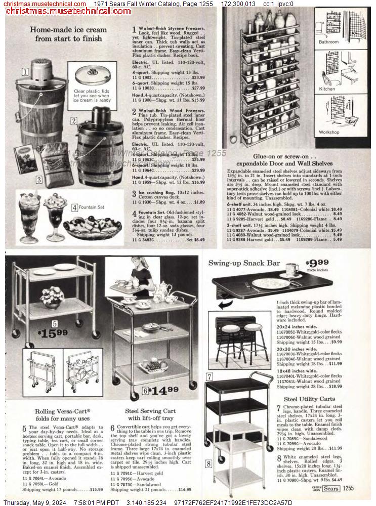 1971 Sears Fall Winter Catalog, Page 1255
