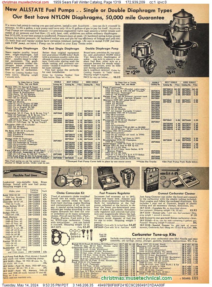 1959 Sears Fall Winter Catalog, Page 1319