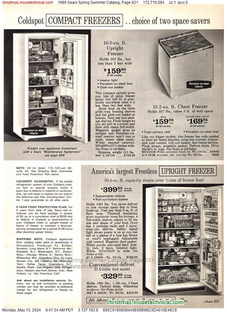 1969 Sears Spring Summer Catalog, Page 831